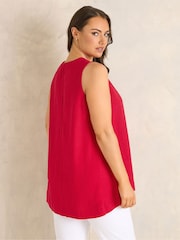 أحمر - Evans Premium Linen Vest Top - Image 3 of 4