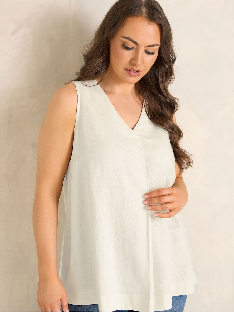 لون طبيعي - Evans Premium Linen Vest Top - Image 1 of 4