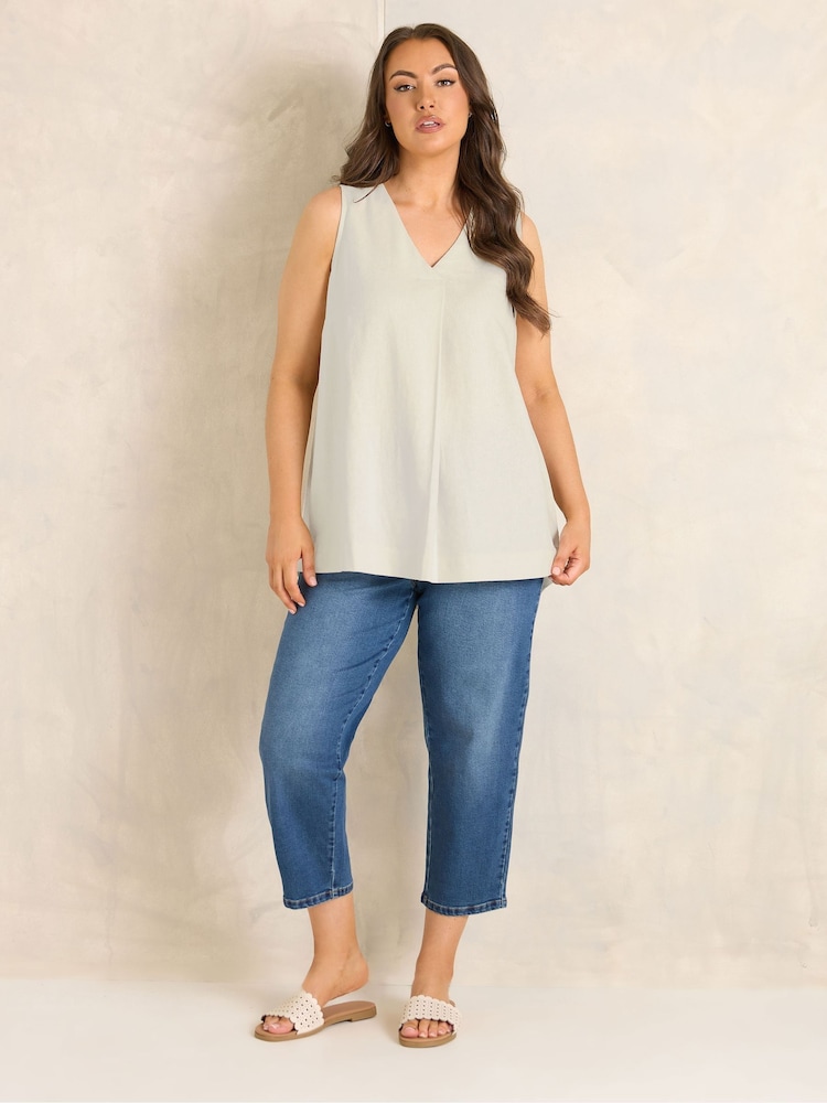 لون طبيعي - Evans Premium Linen Vest Top - Image 2 of 4