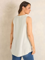 لون طبيعي - Evans Premium Linen Vest Top - Image 3 of 4