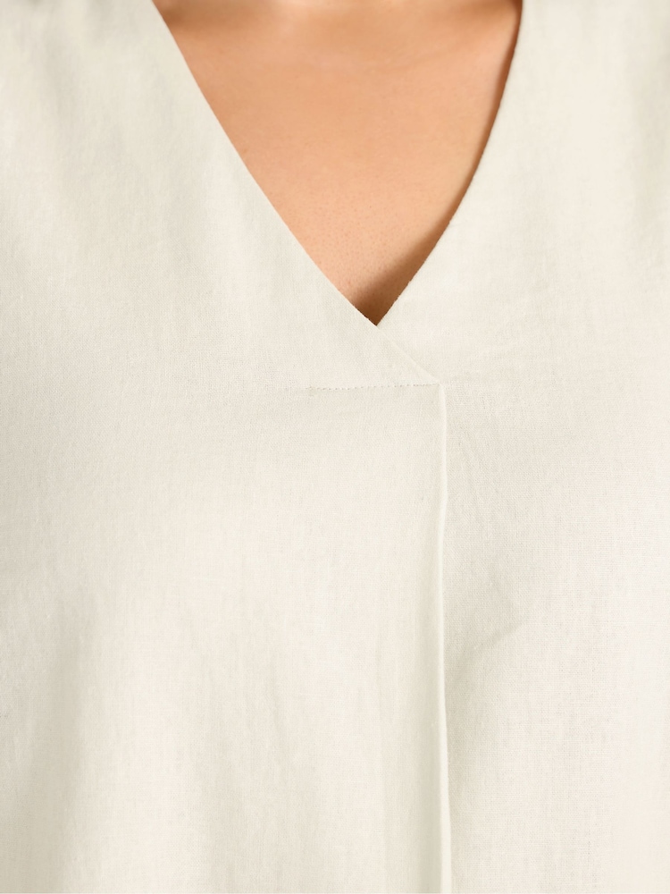لون طبيعي - Evans Premium Linen Vest Top - Image 4 of 4