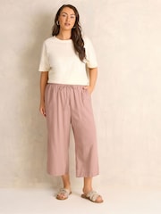 Evans Pink Linen Blend Cropped Trousers - Image 3 of 6