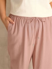 Evans Pink Linen Blend Cropped Trousers - Image 5 of 6