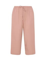 Evans Pink Linen Blend Cropped Trousers - Image 6 of 6