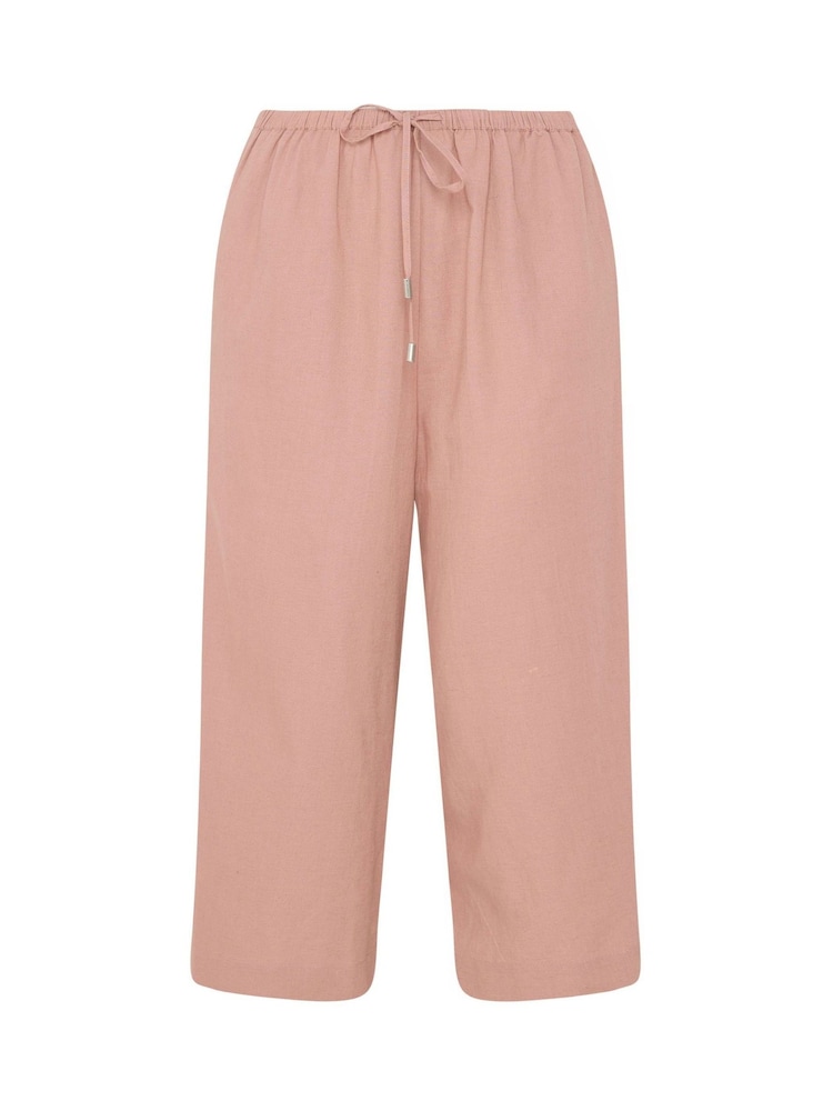 Evans Pink Linen Blend Cropped Trousers - Image 6 of 6