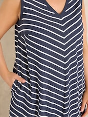 Evans Blue Stripe Sleeveless Premium Cotton Dress - Image 4 of 4