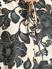 Evans Black Floral Tie Neck Blouse - Image 4 of 5