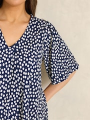 Evans Blue Spot Print Pleated Swing Top - Image 4 of 5