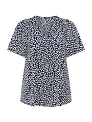 Evans Blue Spot Print Pleated Swing Top - Image 5 of 5