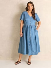 Evans Blue Button Through Denim Dress - Image 2 of 5