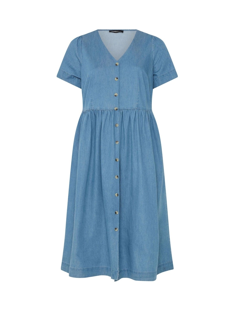 Evans Blue Button Through Denim Dress - Image 5 of 5