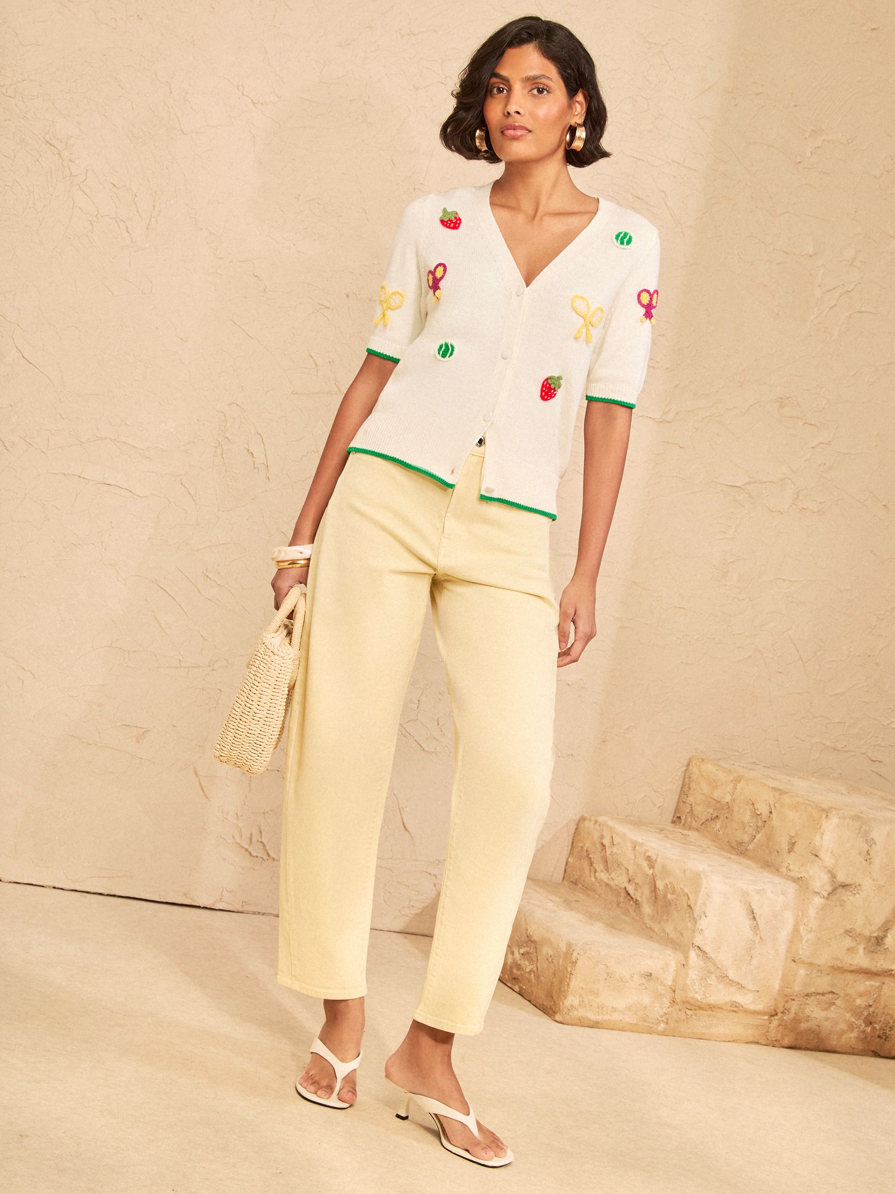 Buy Love & Roses Ivory Tennis Embroidered Detail V-Neck Short