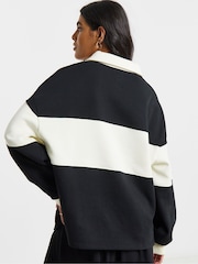 Simply Be Black Stripe Panel Polo Sweatshirt - Image 2 of 4