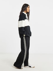 Simply Be Black Stripe Panel Polo Sweatshirt - Image 3 of 4