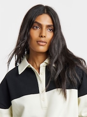 Simply Be Black Stripe Panel Polo Sweatshirt - Image 4 of 4