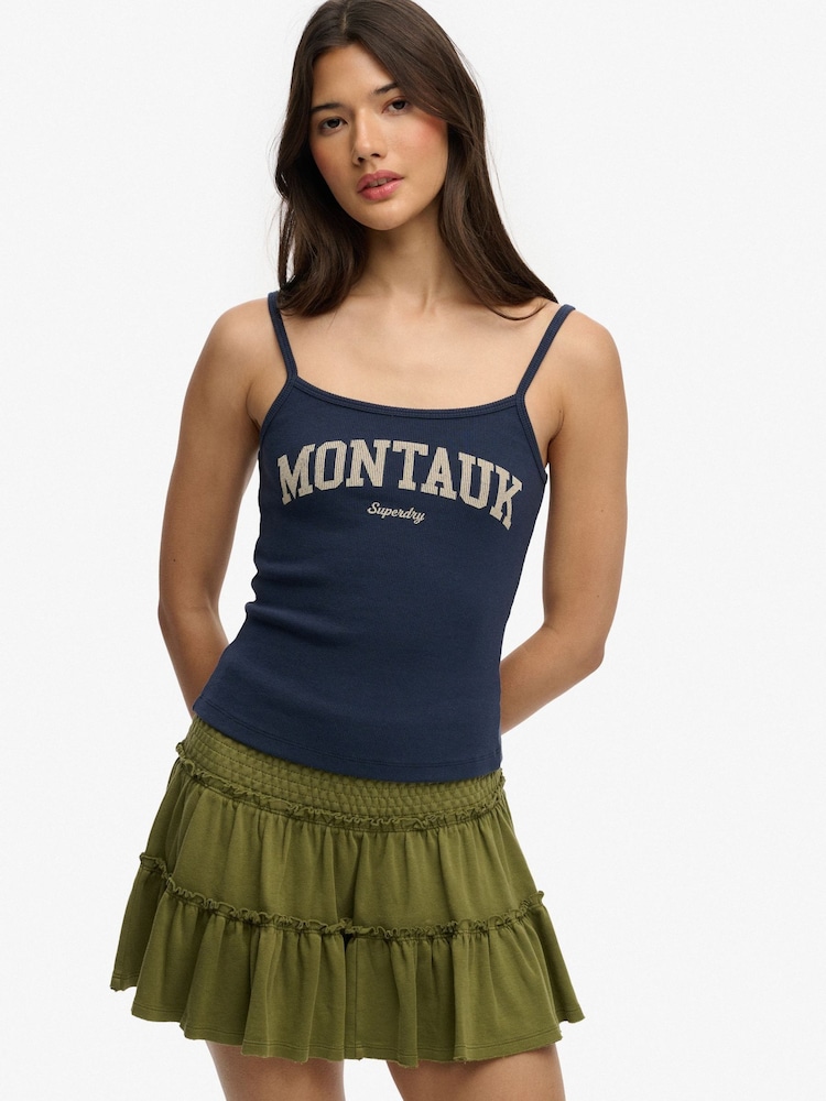 SUPERDRY Blue Athletic Essentials Graphic Print Cami Top - Image 1 of 5