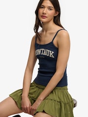 SUPERDRY Blue Athletic Essentials Graphic Print Cami Top - Image 3 of 5