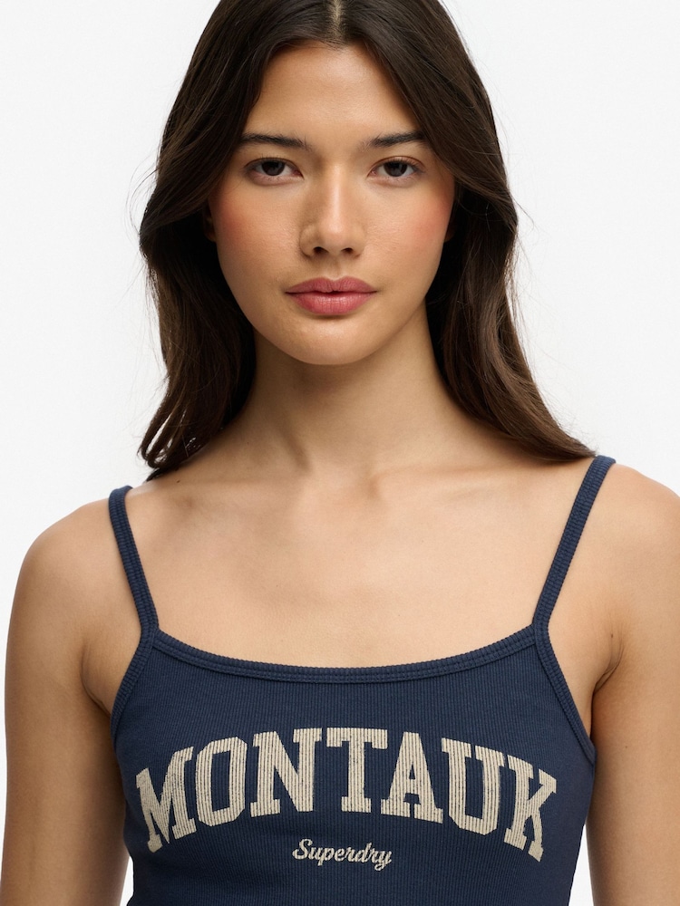 SUPERDRY Blue Athletic Essentials Graphic Print Cami Top - Image 5 of 5