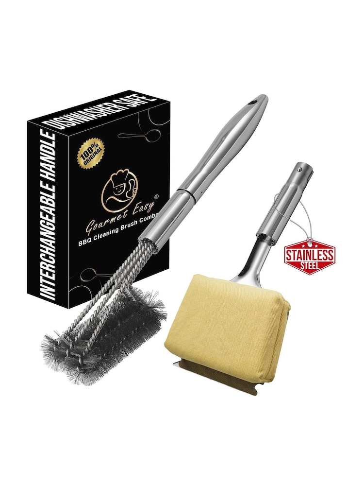 Gourmet Easy Stainless steel 2-in-1 Interchangeable Grill Brushes - Image 1 of 3