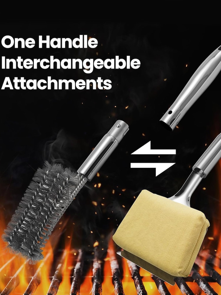 Gourmet Easy Stainless steel 2-in-1 Interchangeable Grill Brushes - Image 2 of 3