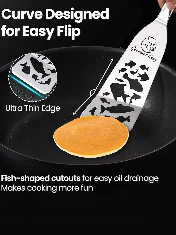 Gourmet Easy Stainless steel set of 2 Funky Fish Stainless Steel Spatulas set - Image 3 of 3