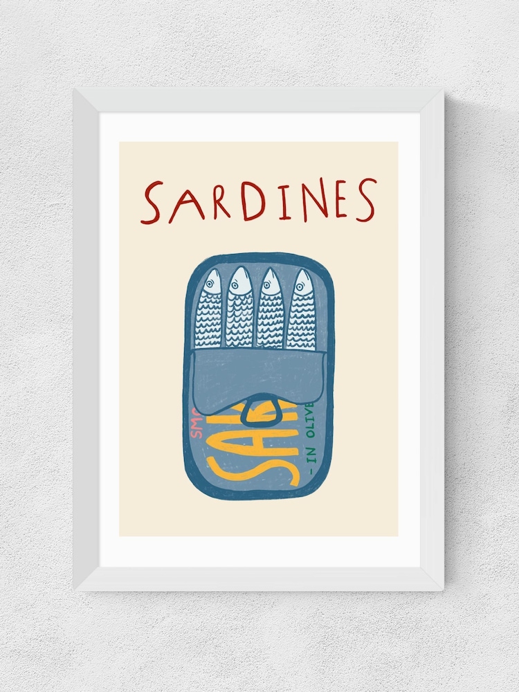 East End Prints White Sardines Wall Art Print by Amber May Art - Image 2 of 2