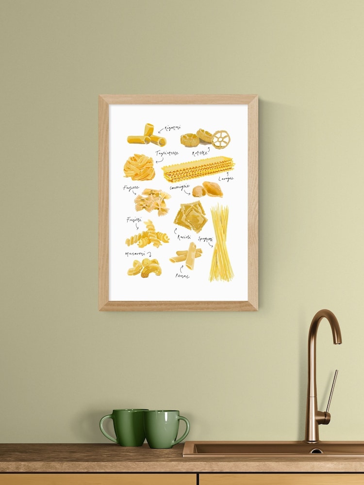 East End Prints Oak Pasta Shapes Wall Art Print by Natalie Cass - Image 1 of 2