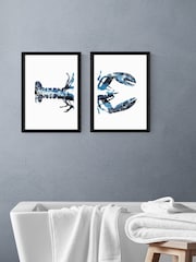 East End Prints Set of 2 Black Lobster Wall Arts Print by Dan Hobday - Image 1 of 2