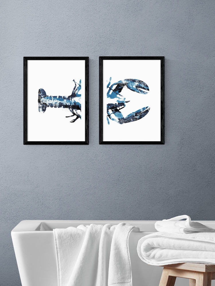 East End Prints Set of 2 Black Lobster Wall Arts Print by Dan Hobday - Image 1 of 2