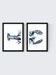 East End Prints Set of 2 Black Lobster Wall Arts Print by Dan Hobday - Image 2 of 2