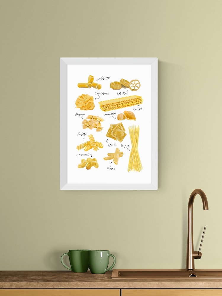 East End Prints White Pasta Shapes Wall Art Print by Natalie Cass - Image 1 of 2