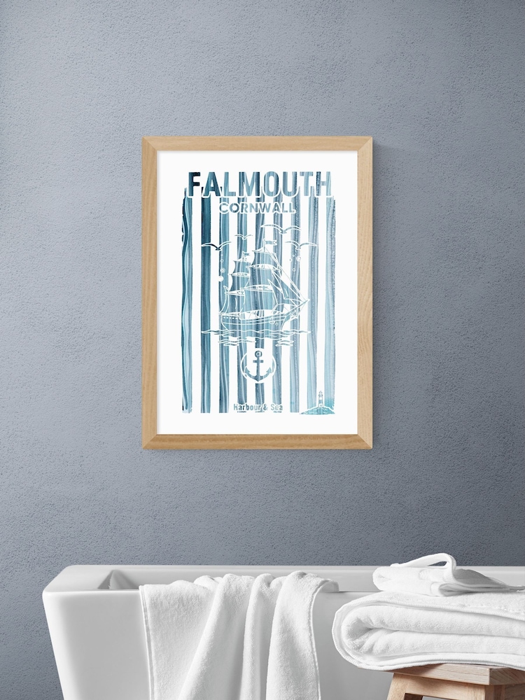 East End Prints Oak Falmouth Wall Art Print by Cartissi - Image 1 of 2