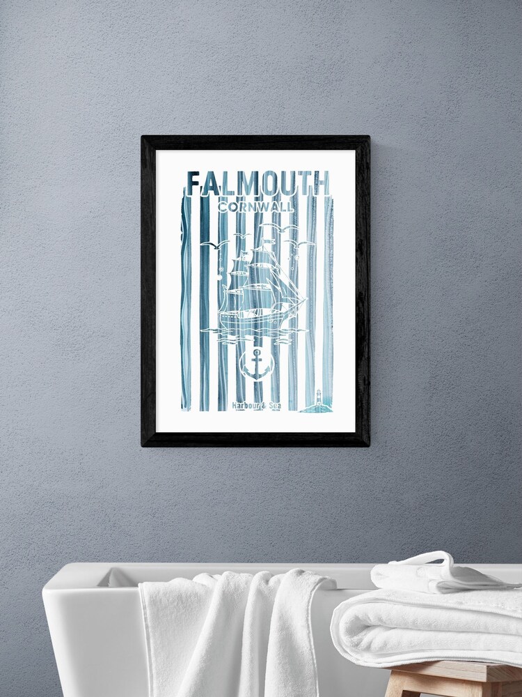 East End Prints Black Falmouth Wall Art Print by Cartissi - Image 1 of 2