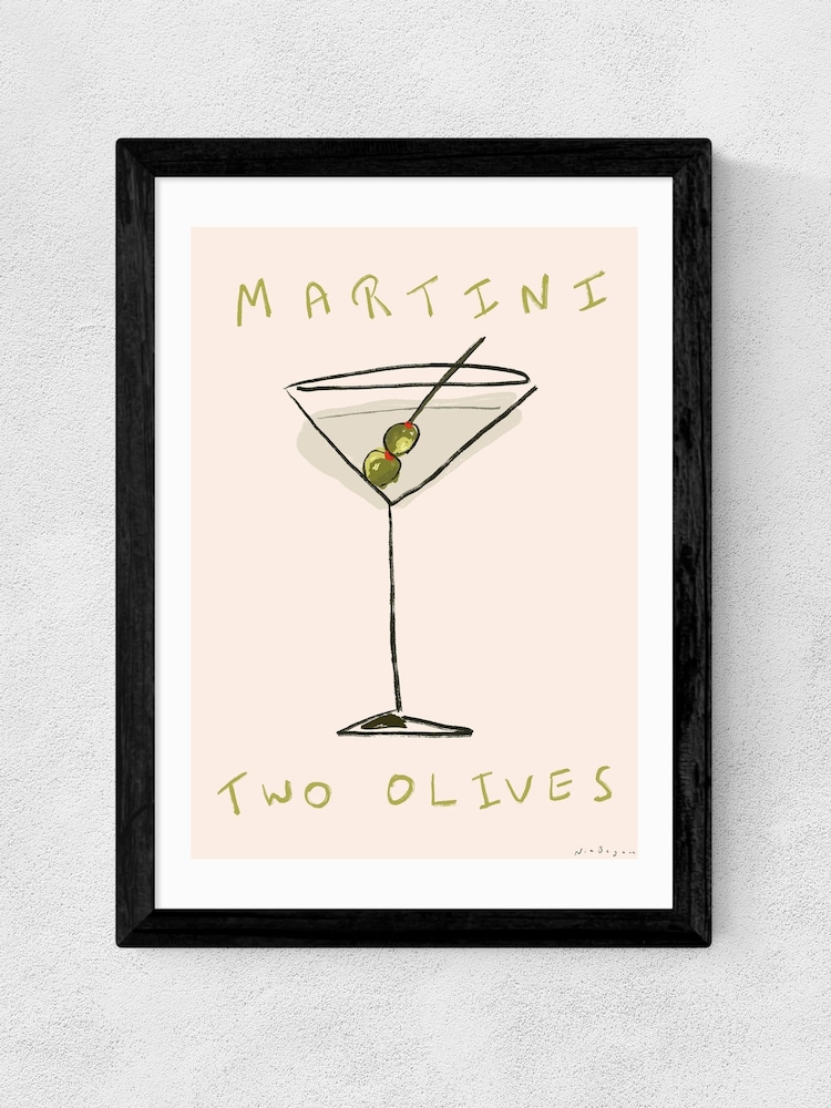 East End Prints Black Martini Wall Art Print by Nia Beynon - Image 2 of 2