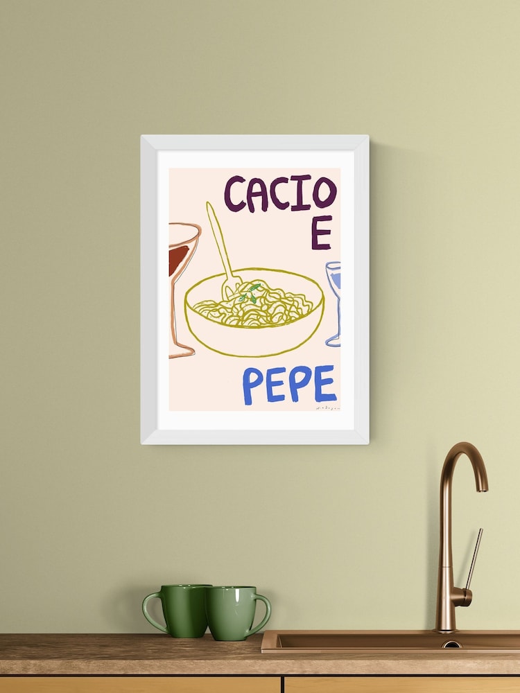 East End Prints White Cacio Pepe Wall Art Print by Nia Beynon - Image 1 of 2 East End Prints White Cacio Pepe Wall Art Print by Nia Beynon - Image 1 of 2