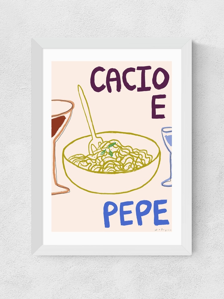 East End Prints White Cacio Pepe Wall Art Print by Nia Beynon - Image 2 of 2 East End Prints White Cacio Pepe Wall Art Print by Nia Beynon - Image 2 of 2