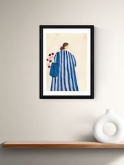 East End Prints Black Lady With Flowers Wall Art Print by She Snacks and Paints - Image 1 of 2