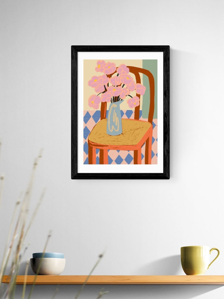 East End Prints Black Flowers on a Chair Wall Art Print by Sandra Poliakov - Image 1 of 2 East End Prints Black Flowers on a Chair Wall Art Print by Sandra Poliakov - Image 1 of 2
