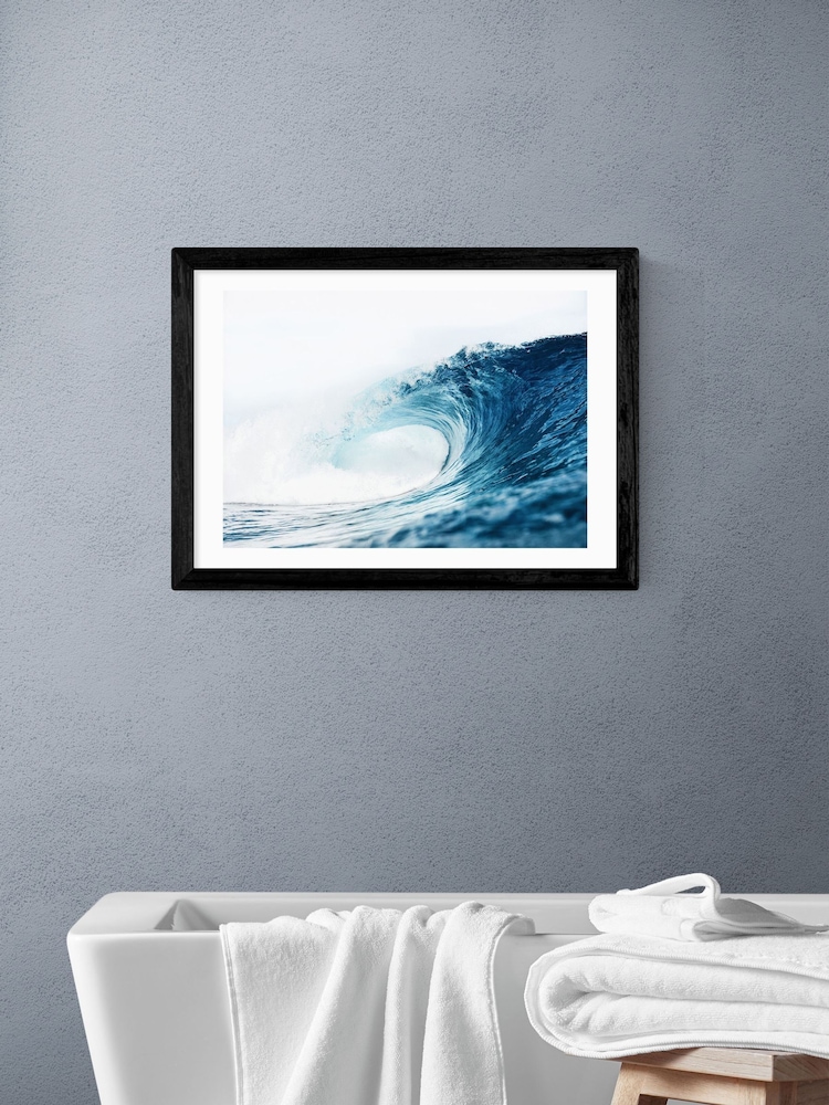 East End Prints Black Mega Wave Wall Art Print by Sisi and Seb - Image 1 of 2 East End Prints Black Mega Wave Wall Art Print by Sisi and Seb - Image 1 of 2