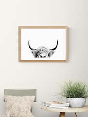 East End Prints Oak Peeking Cow Wall Art Print by Sisi and Seb - Image 1 of 2