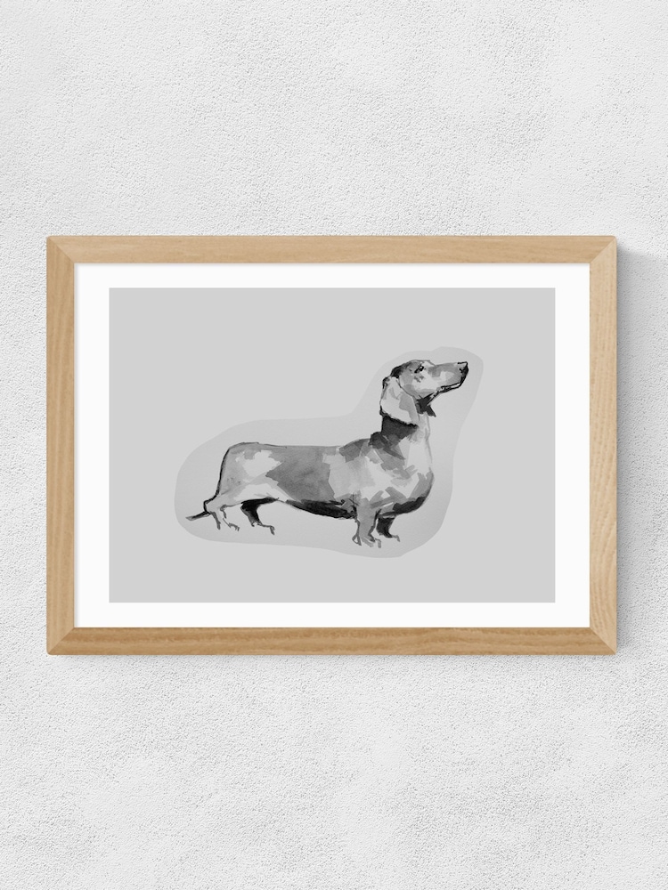 East End Prints Oak Sausage Dog Wall Art Print by Cartissi - Image 2 of 2