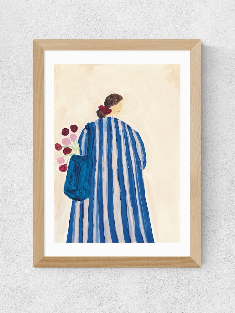 East End Prints Oak Lady With Flowers Wall Art Print by She Snacks and Paints - Image 2 of 2 East End Prints Oak Lady With Flowers Wall Art Print by She Snacks and Paints - Image 2 of 2