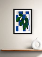 East End Prints Black Checkered Greenery Wall Art Print by Merel Takken - Image 1 of 2