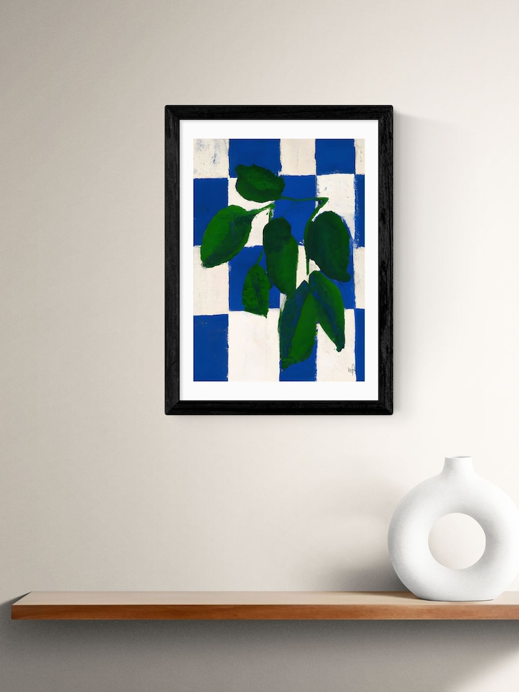 East End Prints Black Checkered Greenery Wall Art Print by Merel Takken - Image 1 of 2