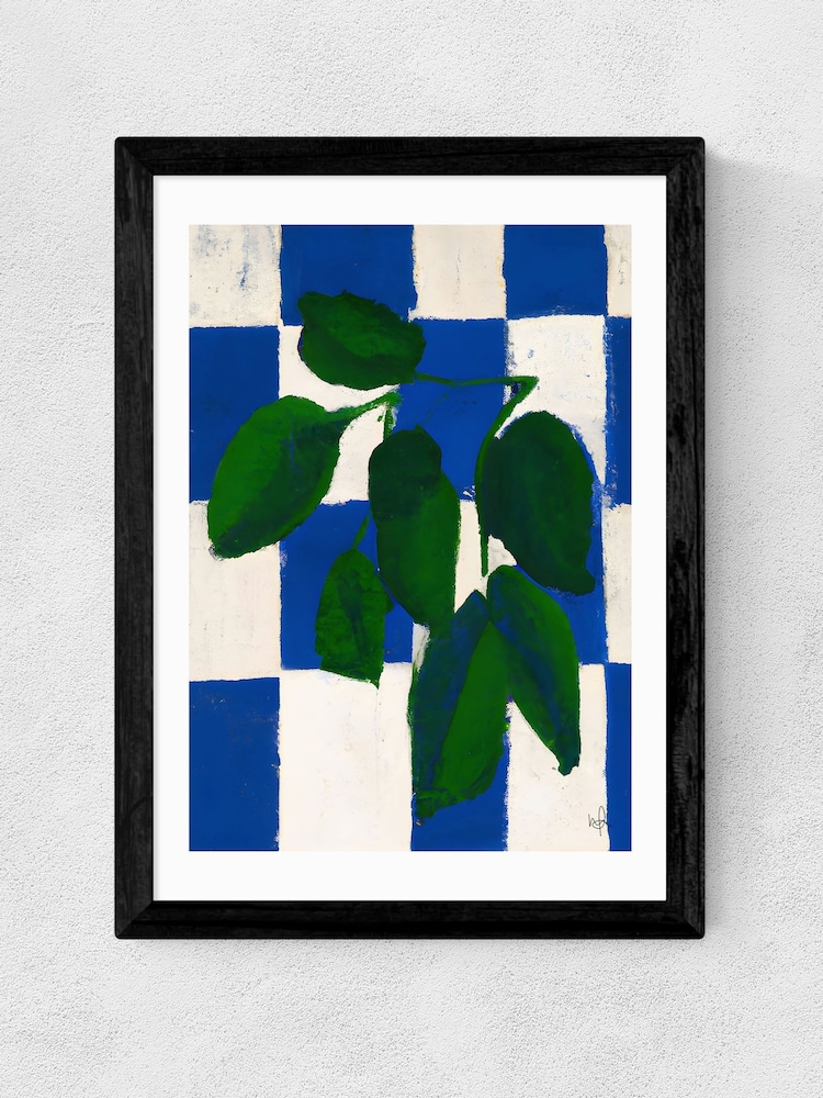 East End Prints Black Checkered Greenery Wall Art Print by Merel Takken - Image 2 of 2