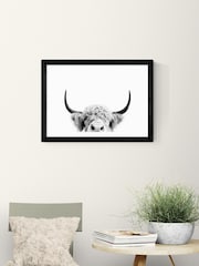 East End Prints Black Peeking Cow Wall Art Print by Sisi and Seb - Image 1 of 2