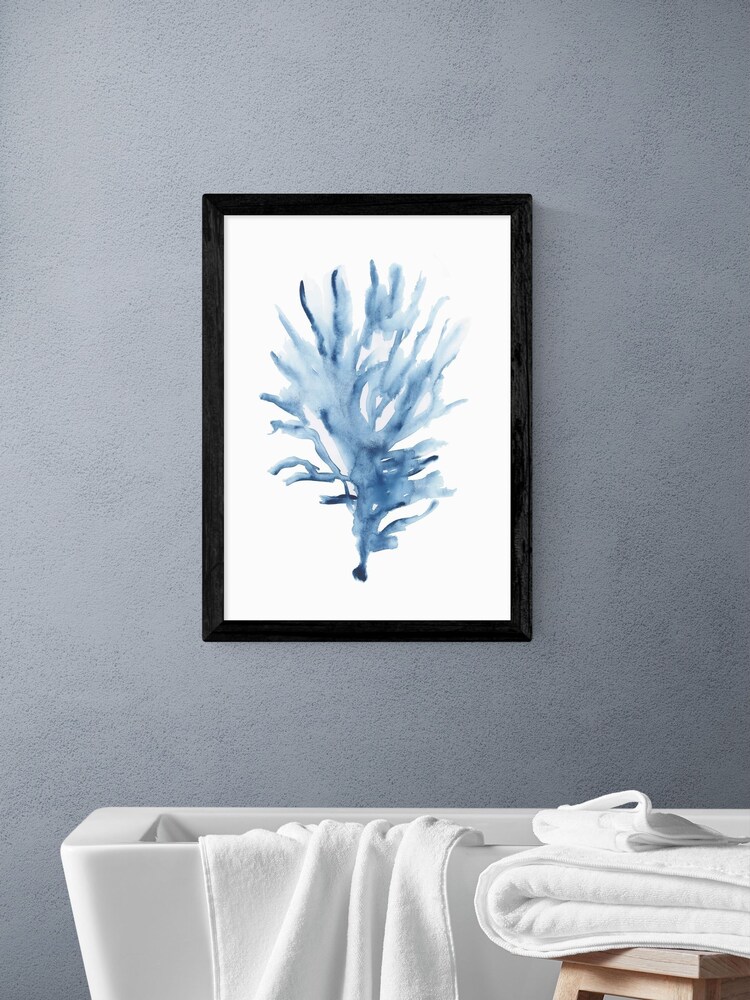 East End Prints Black Blue Seaweed Wall Art Print by Cartissi - Image 1 of 2