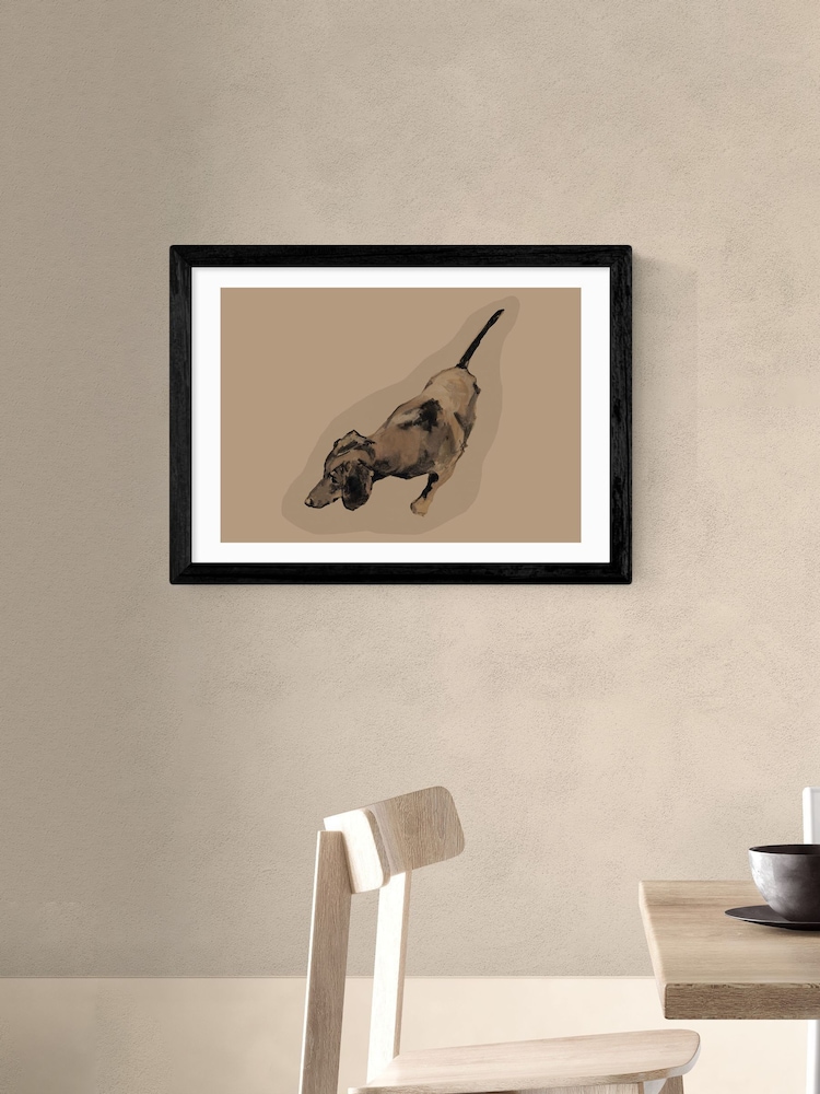 East End Prints Black Sausage Dog Brown Wall Art Print by Cartissi - Image 1 of 2 East End Prints Black Sausage Dog Brown Wall Art Print by Cartissi - Image 1 of 2