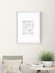 East End Prints White Love Hearts Wall Art Print by Honeymoon Hotel - Image 1 of 2