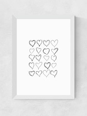 East End Prints White Love Hearts Wall Art Print by Honeymoon Hotel - Image 2 of 2